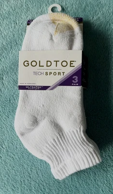 2 pares de calcetines deportivos para mujer DORADOS TOE Tech, blancos, nuevos, talla de zapato 6-9 Foto 1 de 3