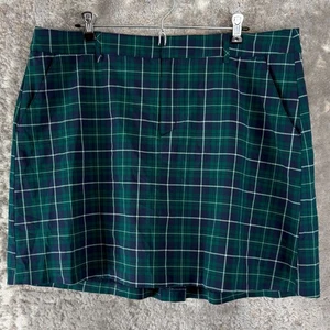 Lady Hagen Size 16 Plaid Athleisure Mini A Line Skort Green Casual Pull On - Picture 1 of 6