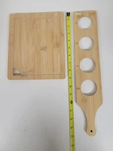 Wooden Drop-in Flight Paddle Board Beer Sampler & 9"x7.5" Cutting Board - Picture 1 of 13
