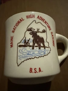 Maine National High Adventure Area Gold Rim Boy Scout Mug BSA 1970s - Picture 1 of 6