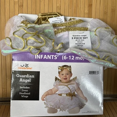 Guardian Angel Costume Infant Size 6-12 Month Dress Headband Wings New Adorable - Image 1 of 4