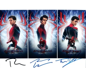 Tobey Maguire Tom Holland Andrew Garfield signed 8x10 Pic autographed Pic w/ COA - Picture 1 of 1
