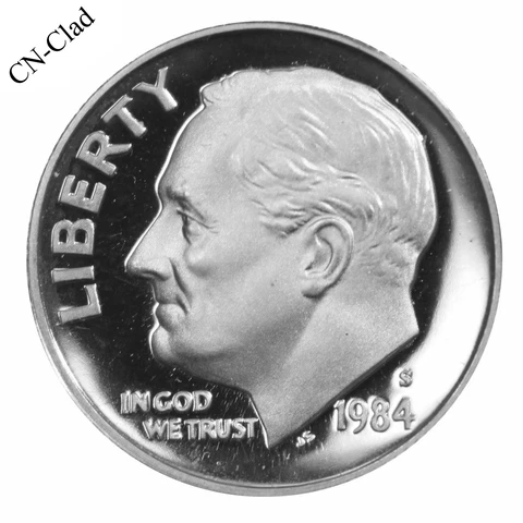 1984 S Roosevelt Dime 10c Gem Deep Cameo Proof CN-Clad US Coin Cover