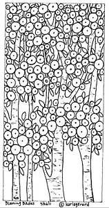 RUG HOOK Craft PAPER PATTERN Blooming Birches FOLK ART PRIMITIVE Karla Gerard - Picture 1 of 5