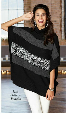 Poncho Suéter Talla Única Missy Monroe y Principal Mezcla Patrón Nuevo Foto 1 de 1