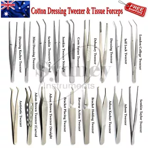 Dental Surgical Tweezers Cotton Dressing Forceps Serrated Tip Tissue Pliers - Picture 1 of 17