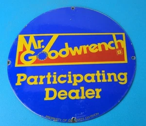 Vintage Mr Goodwrench Porcelain Sign - Old Auto Car Mechanic Gas Pump Sign - Picture 1 of 15