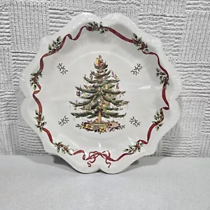 Spode Coated Paper Dessert Plates 8 Count Christmas Tree Ribbon Cream 8" - Picture 1 of 4