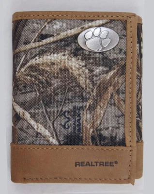 Cartera Clemson Tigers Triple Plegable Realtree Max-5 Camuflaje y Cuero con Concho - Zep-Pro Foto 1 de 4