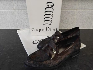 CAPOLLINI FRANCES Spanish Ladies Shoes Slip-on Loafer Metallic Brown EUR37 UK4 - Picture 1 of 8