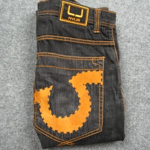 Pantaloncini NYUS uomo 40x16 vintage Y2k larghi gamba larga hip hop skater ricamo - Foto 1 di 13