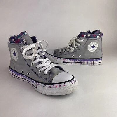 匡威 Converse Chuck Taylor All Star 青少年 6Y 灰色紫色油漆飞溅尺寸 3 美国 — 第 1/4 张图片