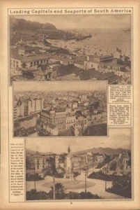 1922 Valparaiso Buenos Aires Lima South America Sepia Rotogravure Vintage Print - Picture 1 of 1