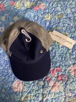 Janie And Jack Wool Baby Boy Baseball Cap Size 12-24 Mo NWT Blue Gray - Image 1 of 3