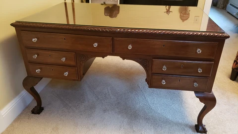 Antique Mahogany English Partners desk, circa 1860, excellent condition Cover