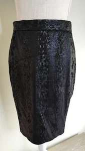 Vintage Escada Margaretha Ley Black Faux Snakeskin Pencil Skirt Womens sz FR 38 - Picture 1 of 12