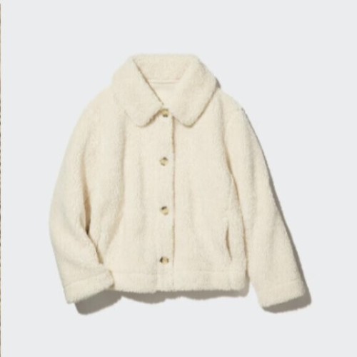 Uniqlo Giacca in Pile Foderata Off White Nuova con etichette Lg