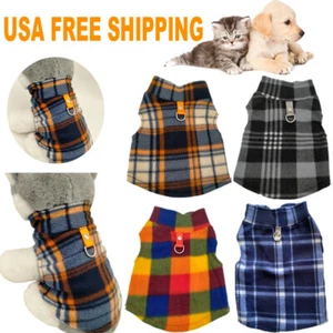 Pet Dog Fleece Harness Vest Plaid Puppy Warm Jumper Sweater Coat Jacket Apparel - Picture 1 of 15