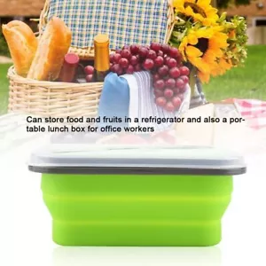 600ml Silicone Collapsible Portable Lunch Box Bowl Folding Food Storage Containe - Picture 1 of 21