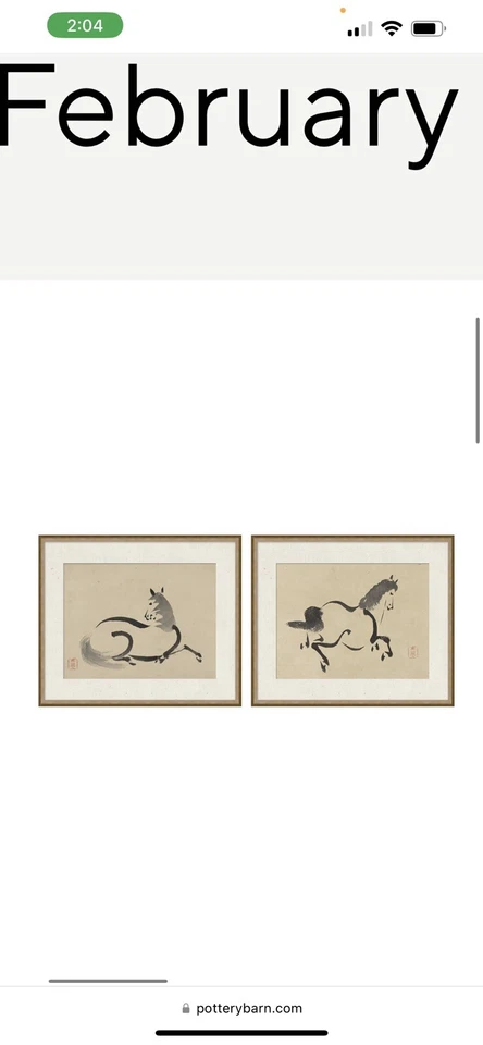 2 framed horse study prints from pottery barn brand new in box - Image 1 of 1