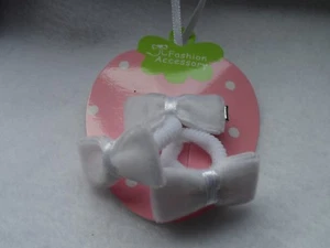 white small mini hairbands hair clip slide velvet bows baby infant girls hairset - Picture 1 of 3