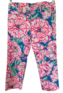 Lilly Pulitzer Women's Crop Capri Pants Lucky Charm Flutter Blue Size 10 - Picture 1 of 12