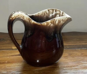 "Jarra/crema vintage marrón esmaltada por goteo EE. UU. 6 1/2" T""" - Imagen 1 de 7