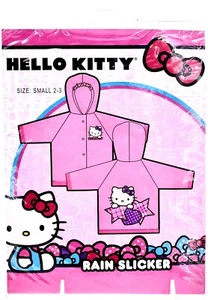 Hello Kitty Rain Slicker,Hood,Pink,Stars,Hearts,Bows,100%Vinyl,Snaps,Small 2/3 - Picture 1 of 2