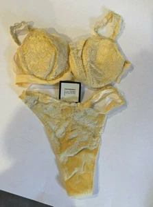 Sexy Marvel by LA PERLA Yellow Lace Bra/ Panties Set Sz 4 ( US 38 C-D) - NWT - Picture 1 of 6