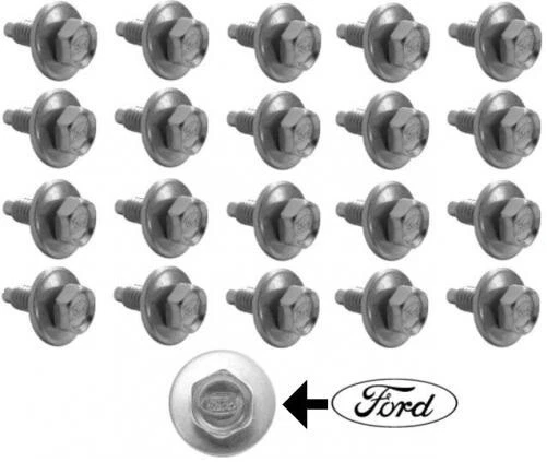 Pernos de zinc plateados Ford Logo Mustang Falcon 64 1965 1966 1967 1968 1969 1970 1971 Foto 1 de 4