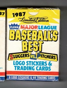Set Baseball's Best Sluggers vs Pitchers 1987 (44 carte + 6 adesivi logo) NUOVO - Foto 1 di 2