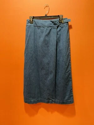 Falda Envolvente Denim Años 90 Talbots Pequeña Talla 10P Maxi 100% Algodón Modesto Chrch De Colección Foto 1 de 4