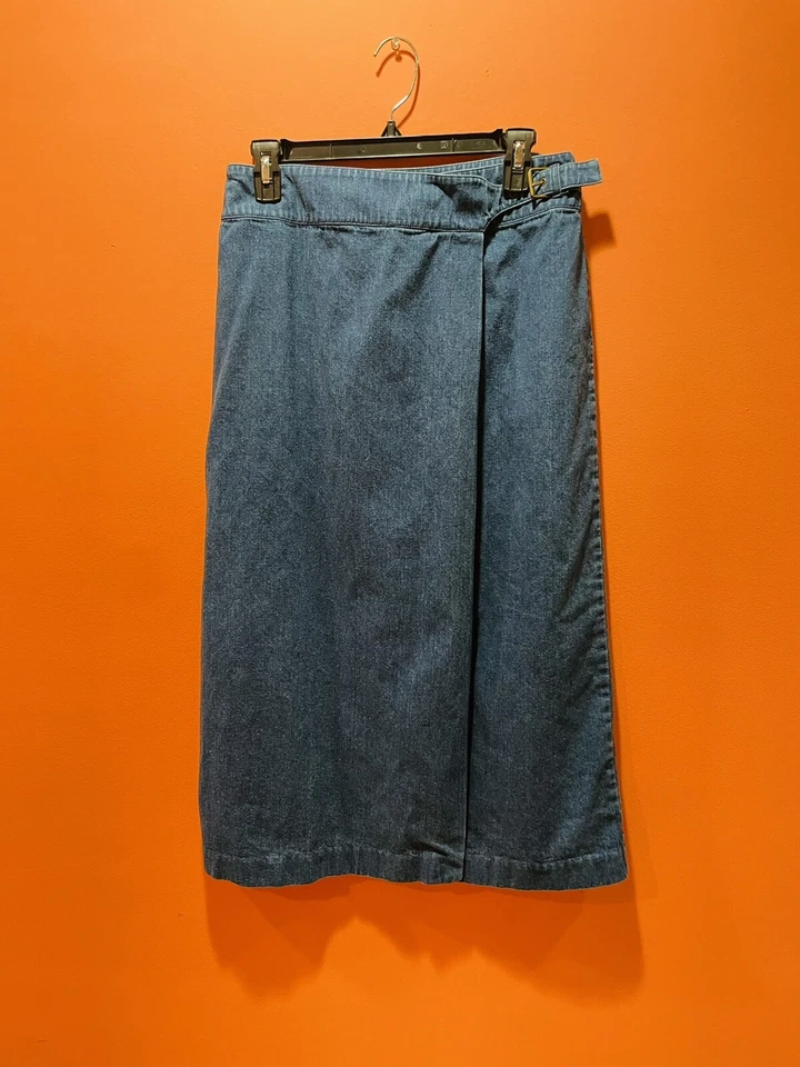 Falda Envolvente Denim Años 90 Talbots Pequeña Talla 10P Maxi 100% Algodón Modesto Chrch De Colección Foto 1 de 4