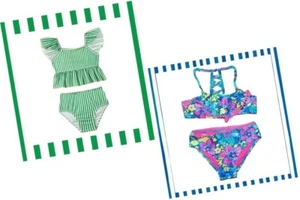 NWT GIRLS 4 SPLASH WORTHY MULTICOLOR MIXED PRINT SWIMWEAR Bikini Choice - Picture 1 of 12