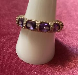 BP February Birthday Collection Amethyst CZ Rose Gold Plated Band Ring SZ 10 ๐ - Picture 1 of 4