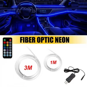 Tira de fibra óptica brillante de luz de neón LED kit de iluminación ambiental interior para automóvil nuevo - Imagen 1 de 12