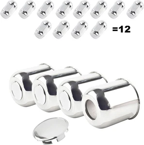 HowioZil 4 piezas tapas centrales de rueda de 4,25 pulgadas empujar a través con 12 juegos de tuercas cromadas - Imagen 1 de 7