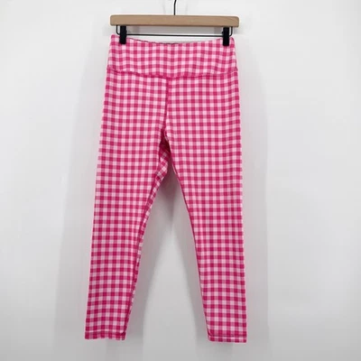 Miami Fitwear Boo Crew Bright Pink Gingham High Waist Leggings Womens Large - Image 1 of 4