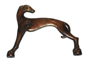 GREYHOUND DOG Whippet Bronze Ashtray Stand Handle Art Deco Hood Ornament 1920's - Picture 1 of 13
