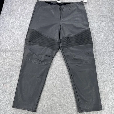 Good American Pants Womens 5XL Black Faux Leather Moto Leggings Pull On Ribbed - Image 1 of 4