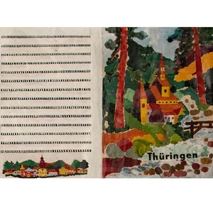 Thüringen Buchillustration Reiseführer Entwurf Conrad Klenner Öl Karton 1940er - Bild 1 von 5