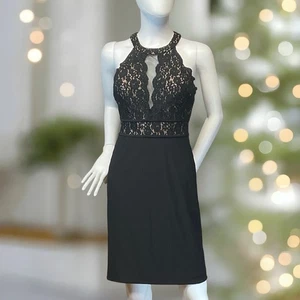 Morgan & Co Black Lace Halter Dress Junior Size 5 Elegant Party Prom Formal - Picture 1 of 3