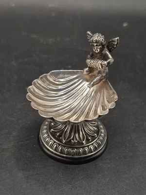 Vintage Pedro Duran Spanish Solid Silver Salt Cherub Upon A Shell  - Image 1 of 4