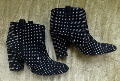 LAURENCE DACADE Botines Negros Gamuza Pete Tachonados Talla 10/41 Francés, Tacón 4" Foto 1 de 4