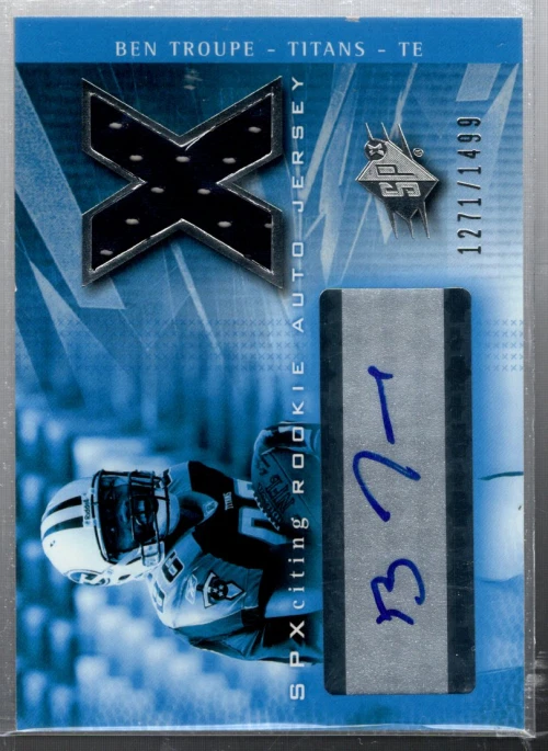 B3285- 2004 SPx #198 Ben Troupe RC Auto Jersey /1499 (ROOKIE) - NM-MT - Image 1 of 2