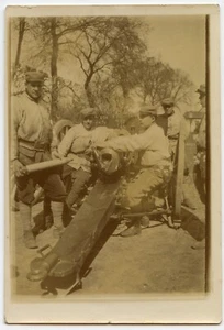 Portrait militaire chargement canon Grande Guerre WW1 Photo ancienne an. 1918 - Picture 1 of 1