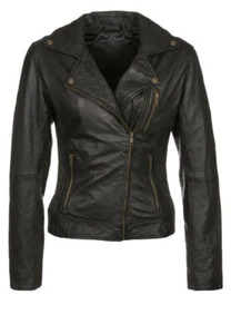 Black Lambskin Leather Jacket for Women Elegance Slim Fit Motorcycle Design - Picture 1 of 7
