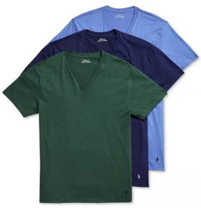 T-Shirt Polo Ralph Lauren V-Ausschnitt drei klassische Passform 3er-Pack Baumwolle T-Shirt neu mit Etikett - Bild 1 von 5
