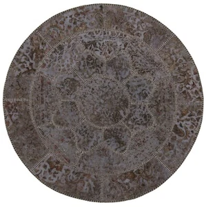 Patchwork Ø: 150 cm Relief Handgeknüpfter-Perserteppich,Orient,Rug,Vintage,Grau - Bild 1 von 9