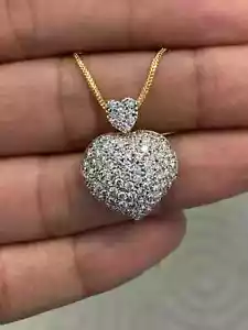 1.80 Ct Round Cut Lab-Created Diamond Heart Pendant 14k Yellow Gold Plated - Picture 1 of 4